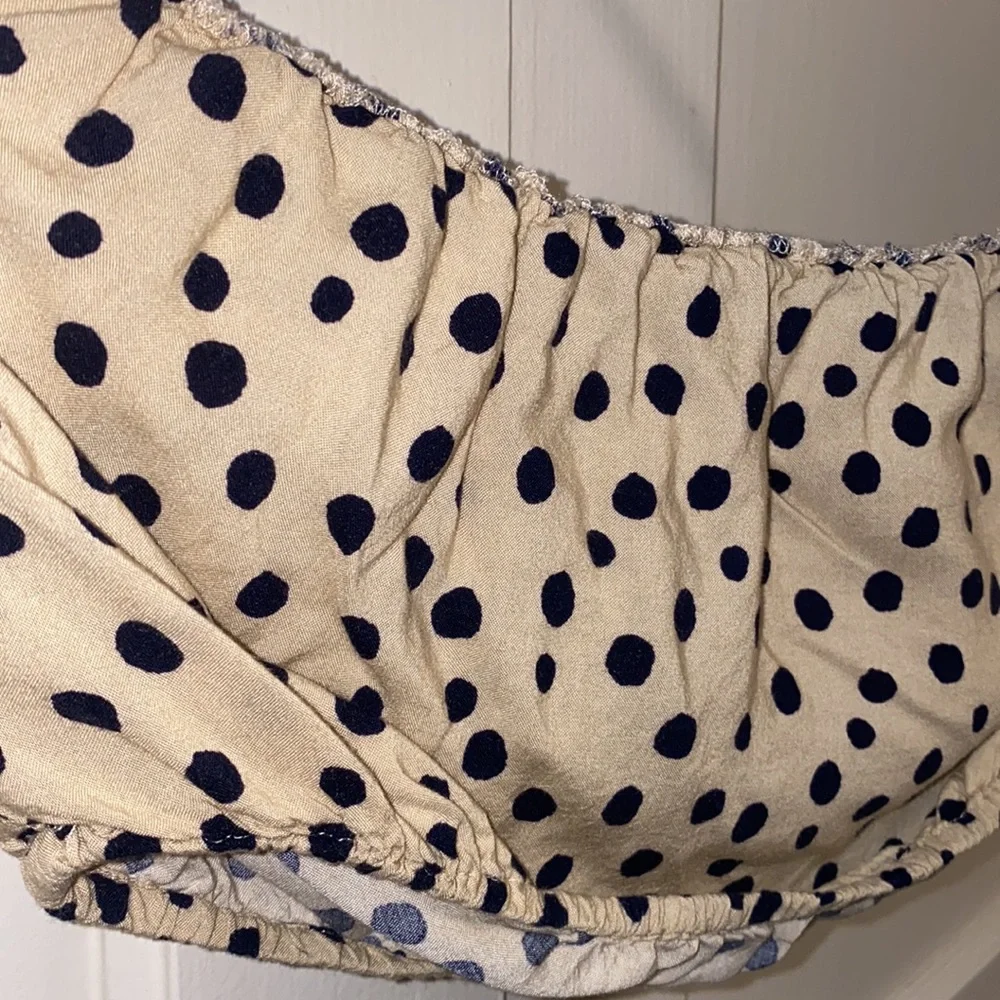 Cream Black Polkadot Medium Tube Top - Picture 4 of 4